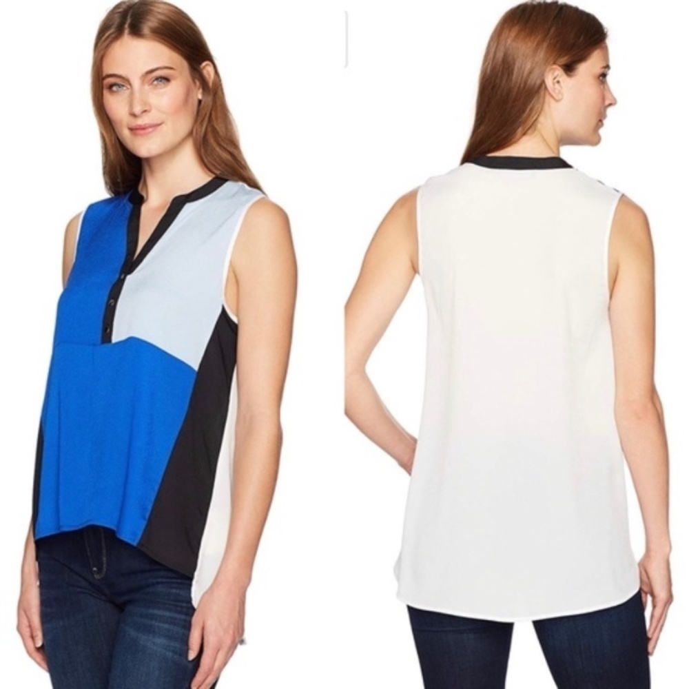 Ivanka Trump Blue Chiffon Sleeveless Blouse Small